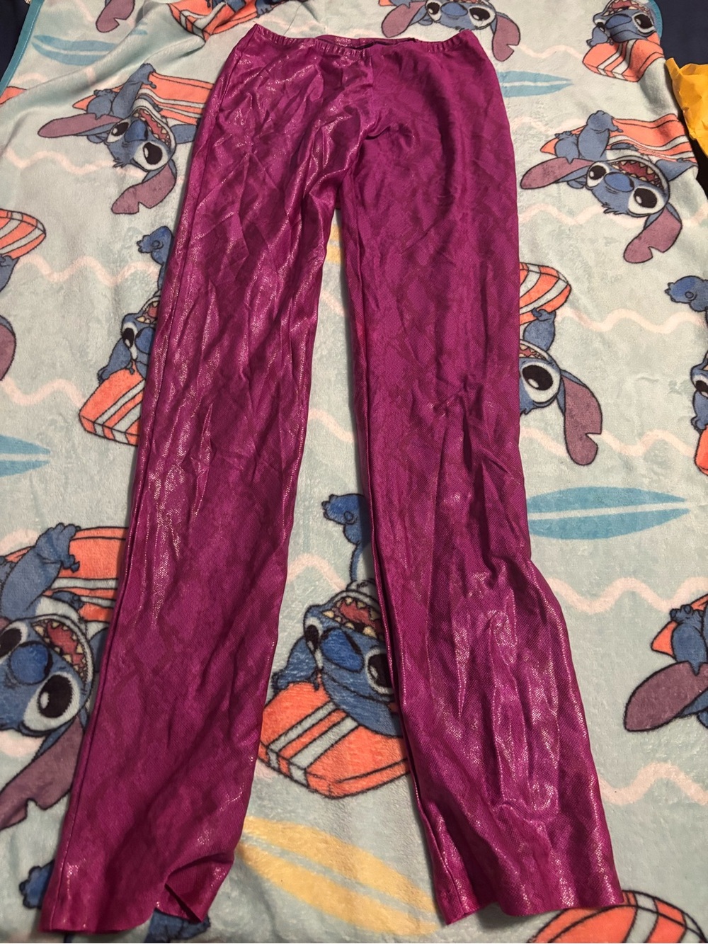 Shiny Magenta Wide-Leg Pants
